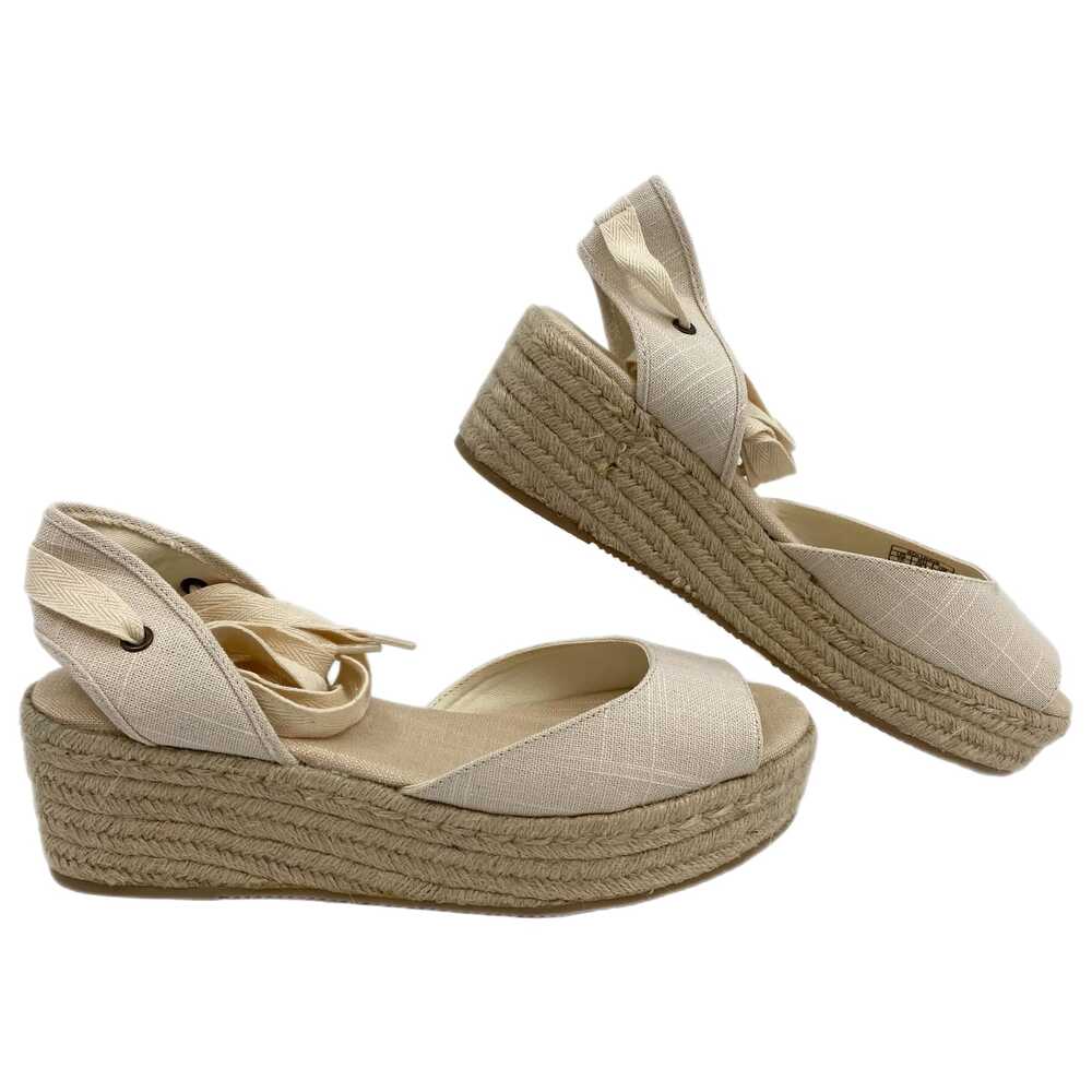 Soludos Cream Espadrilles Peep Toe Platform Lace-Up | Womens 10
